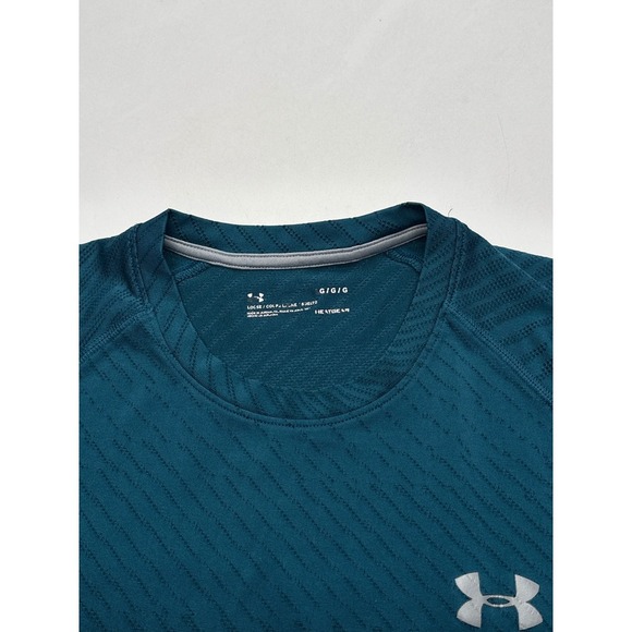 Under Armour Mens Teal Athletic T-Shirt Short Sleeve Training Gym Large - Picture 3 of 7